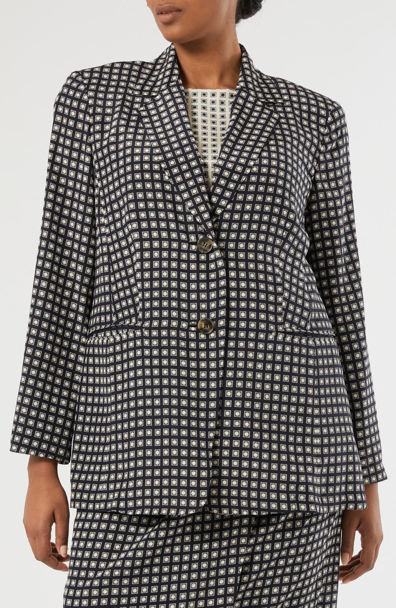 Marina Rinaldi Umano Silk Blazer, Main, color, Midnight Blue