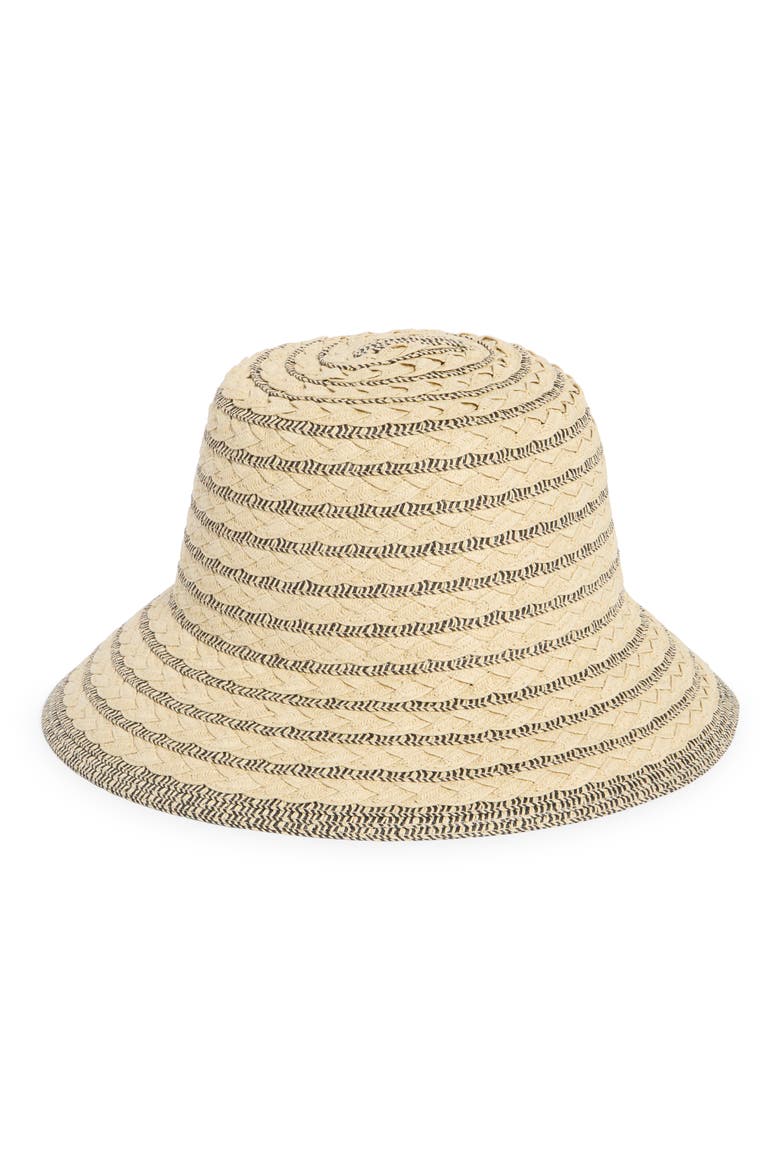 Stripe Straw Bucket Hat, Main, color, NATURAL