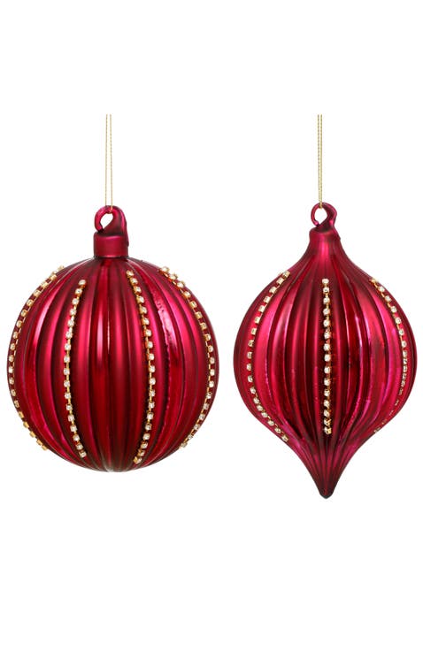 Festive Striped Ornament, Box of 6