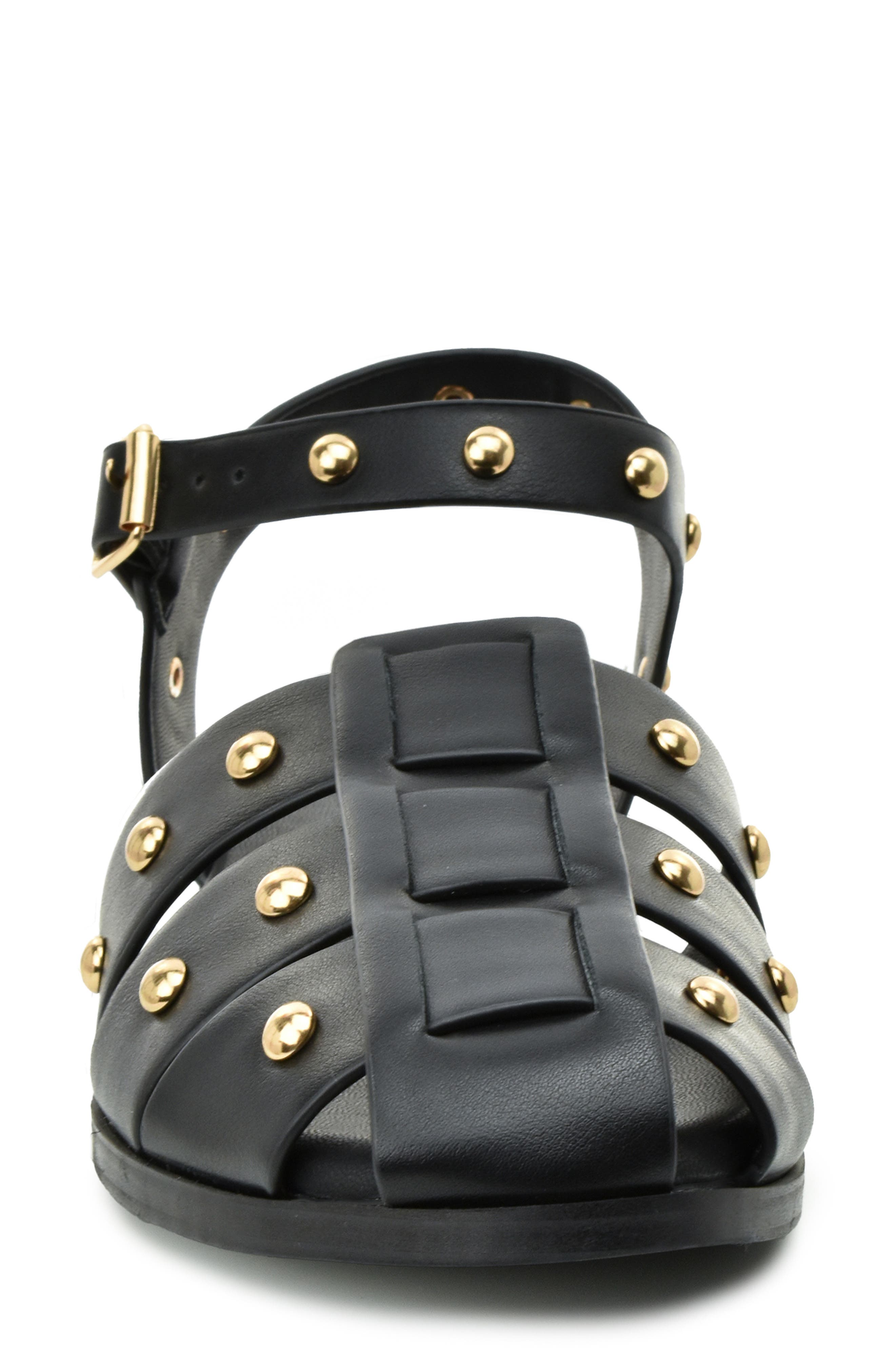 Catherine Catherine Malandrino Studded Fisherman Sandal, Alternate, color, Black