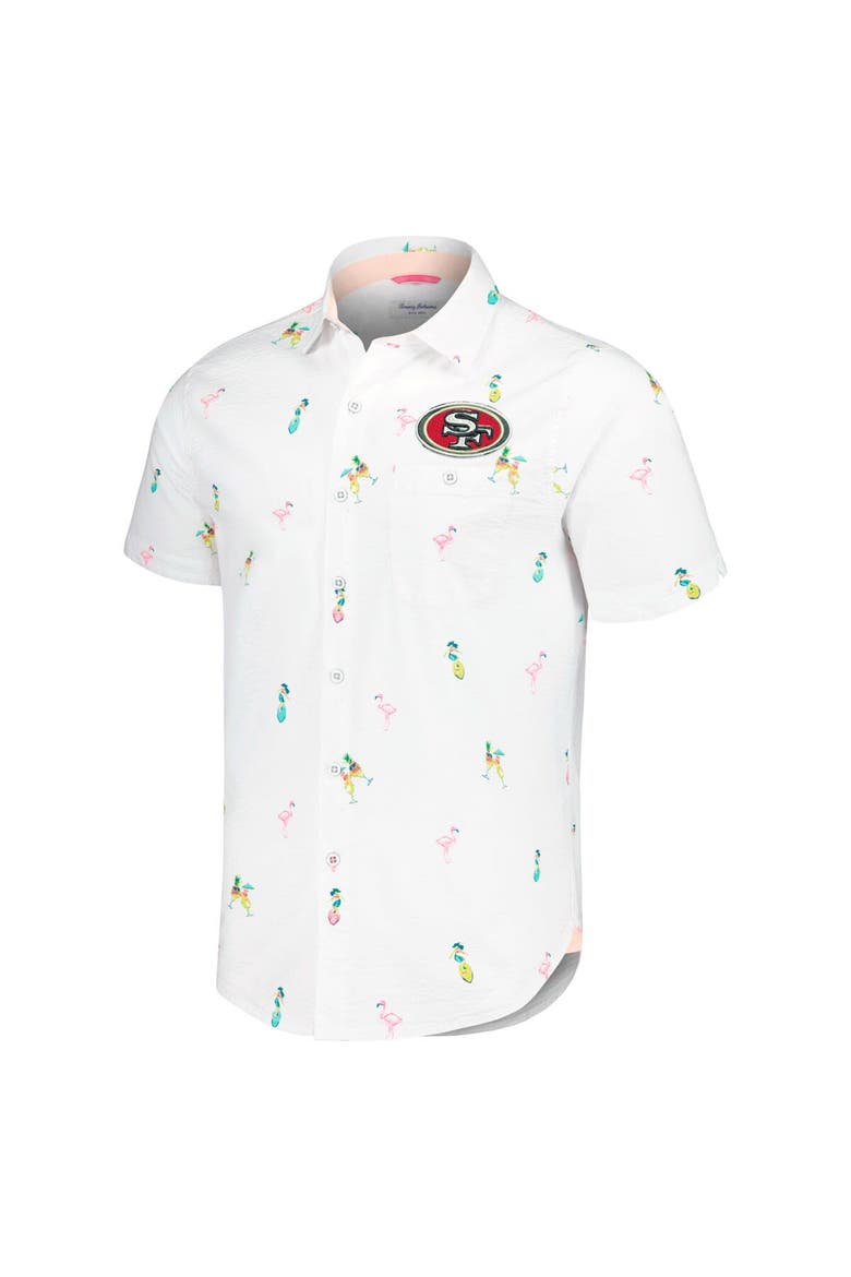 Men's Tommy Bahama White San Francisco 49ers Nova Wave Flocktail Button-Up Shirt, Alternate, color, White