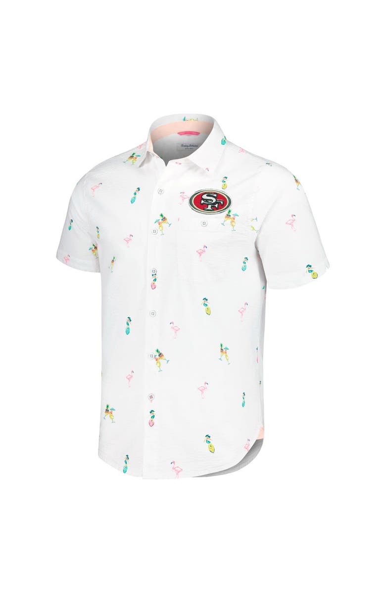 Tommy Bahama Men's Tommy Bahama White San Francisco 49ers Nova Wave Flocktail Button-Up Shirt, Alternate, color, White
