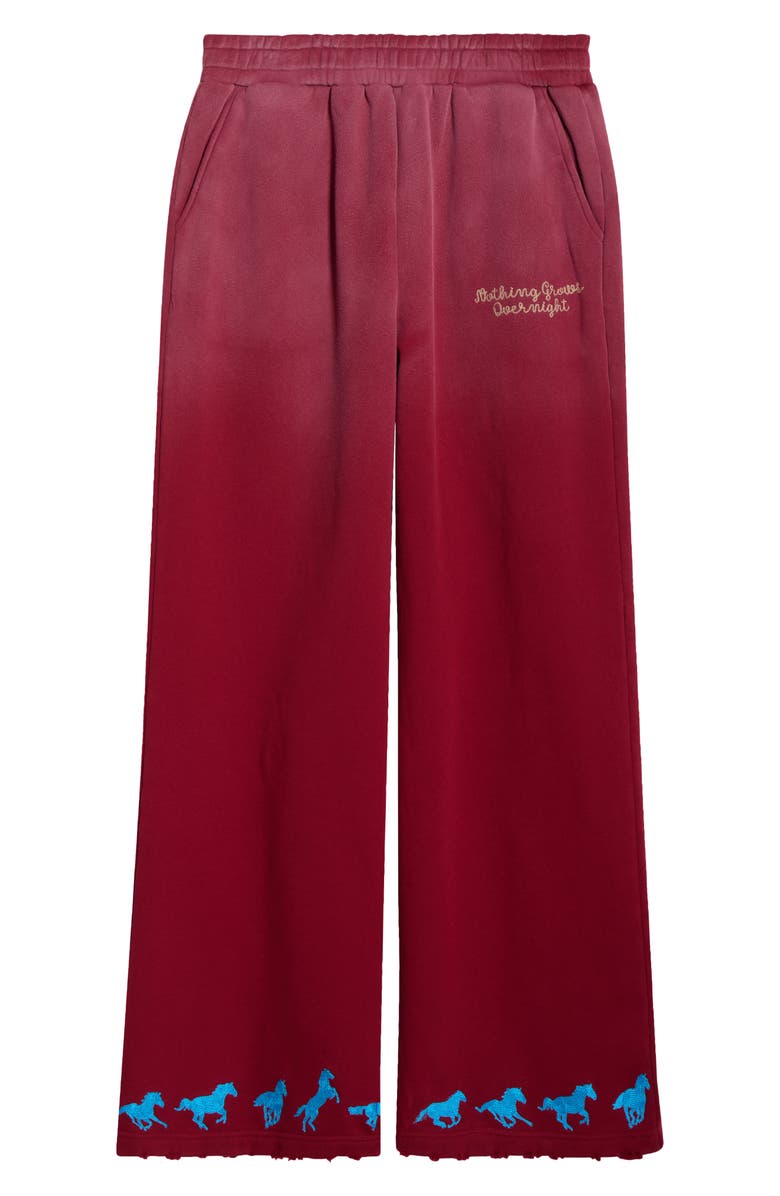 N.G.O. Running Horse Wide Leg Cotton Fleece Sweatpants, Alternate, color, Maroon