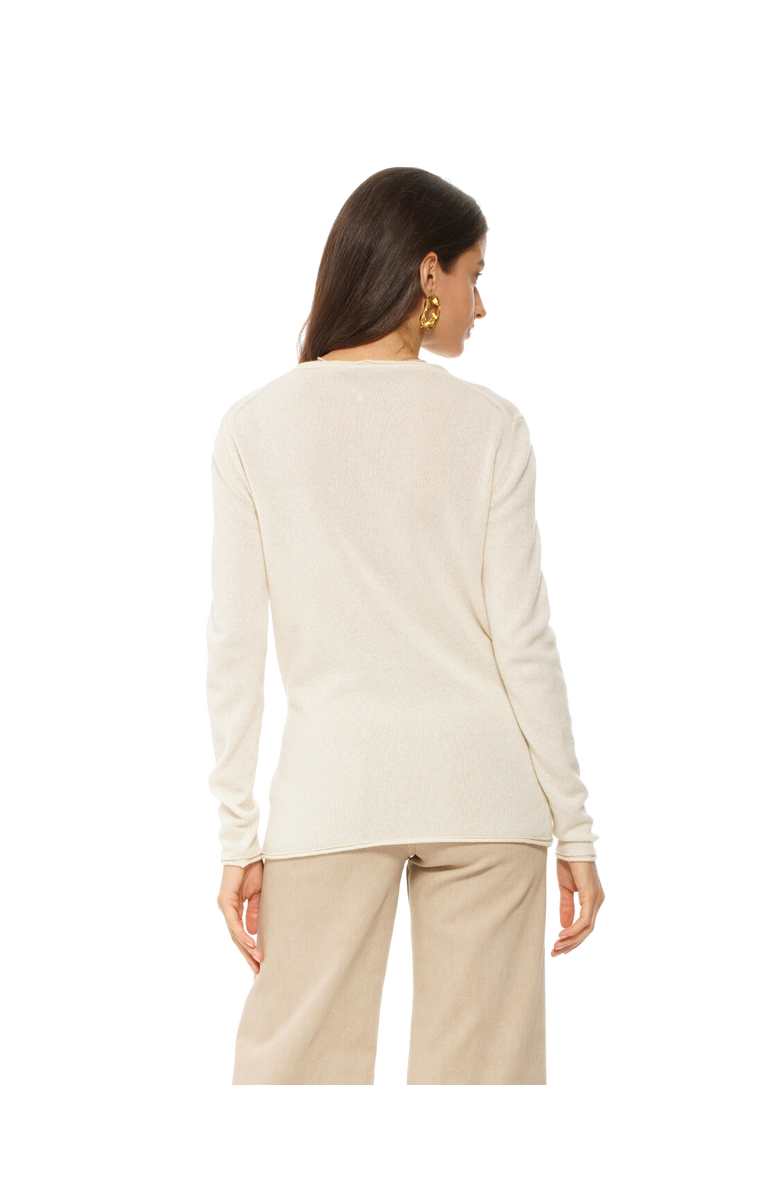 Monticelli Cashmere Ultra-Light Cashmere V-Neck Sweater, Alternate, color, Milk White