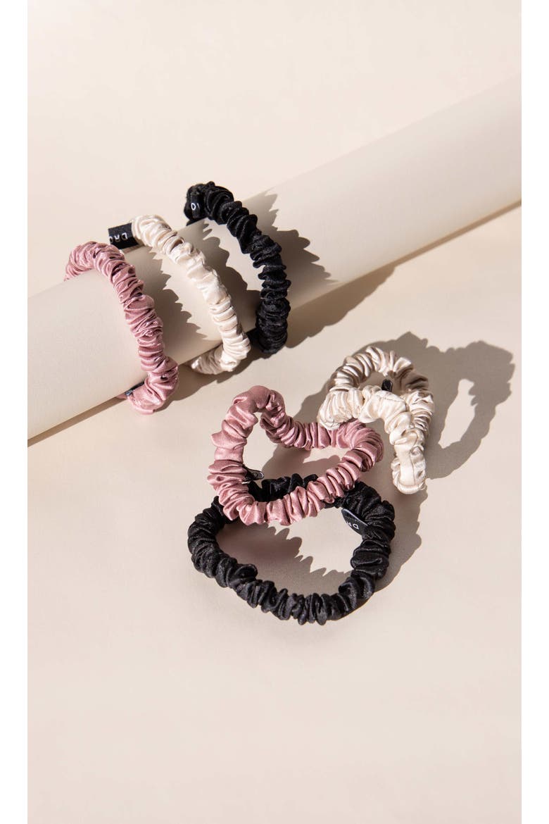 Skinny Scrunchie Set, Alternate, color, Pink, Black & Gold