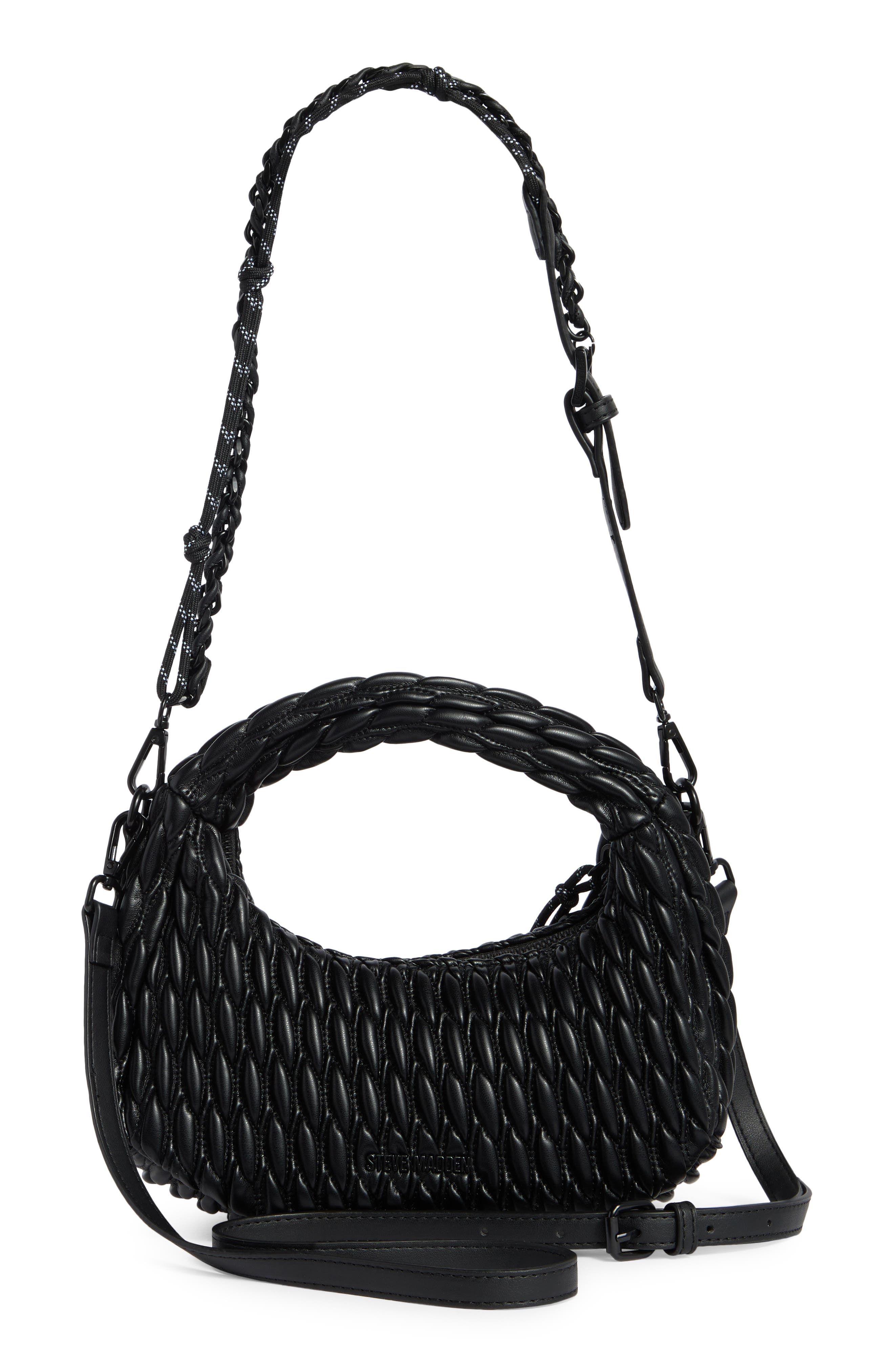 Steve Madden Byvonne Woven Crossbody Bag, Alternate, color, Black