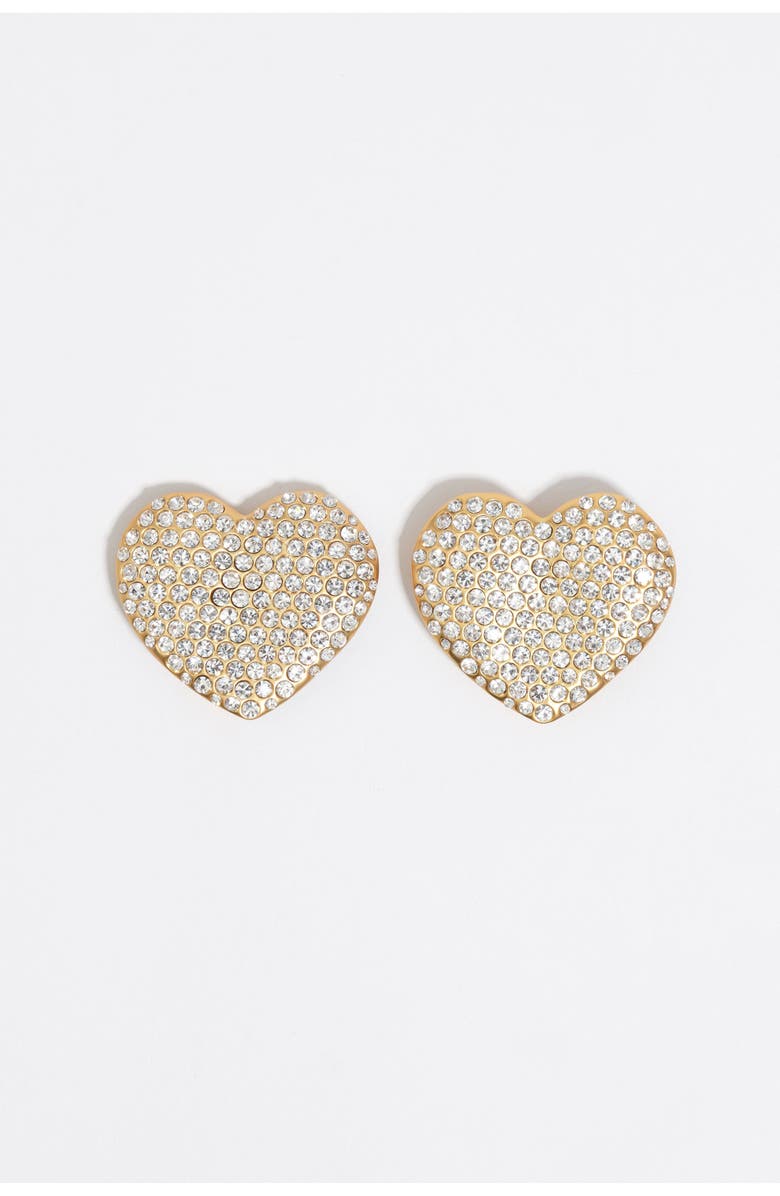 Bimba y Lola Maxi Crystal Heart Earrings, Main, color, 