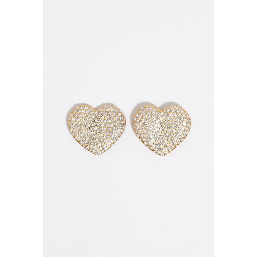 Bimba Y Lola Maxi Crystal Heart Earrings In Gold