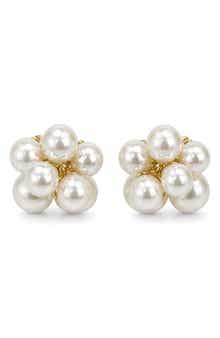 Imitation Pearl Cluster Stud Earrings