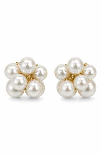 Imitation Pearl Cluster Stud Earrings