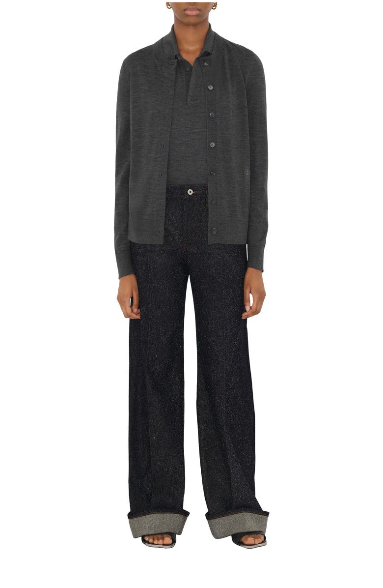 Burberry Wool Cardigan, Main, color, Mid Grey