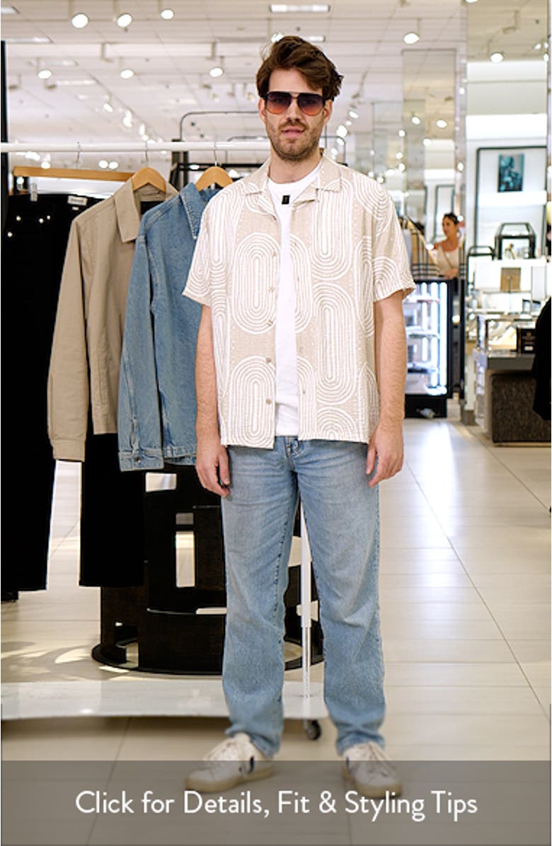 Adrien Geometric Print Camp Shirt, sales video thumbnail
