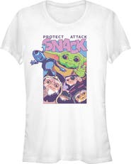 Star Wars: The Mandalorian and Grogu Junior's Star Wars The Mandalorian and Grogu Protect Attack Snack Collage Graphic T-Shirt