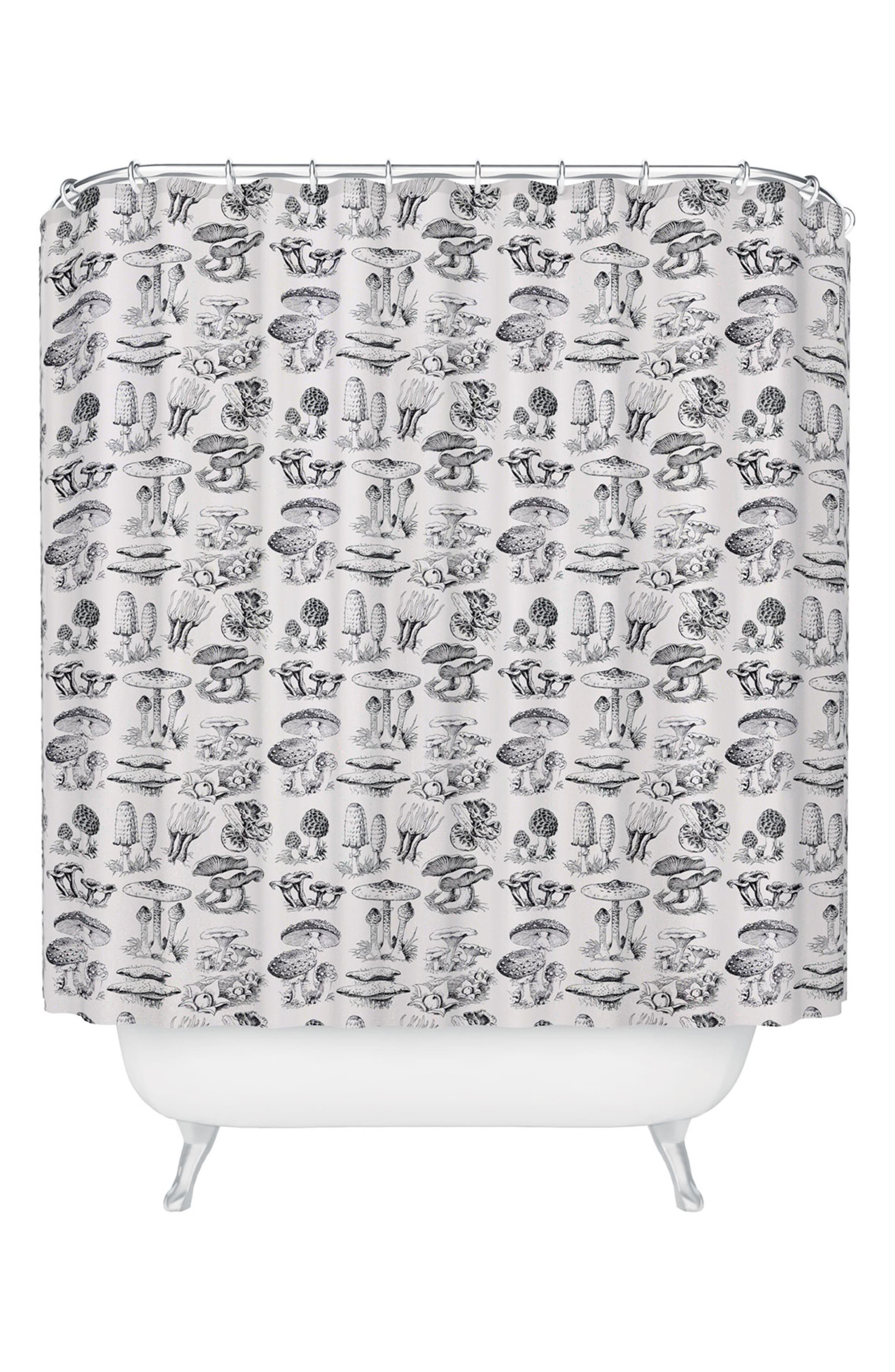 Deny Designs Mushroom Collection Shower Curtain in Black-White 