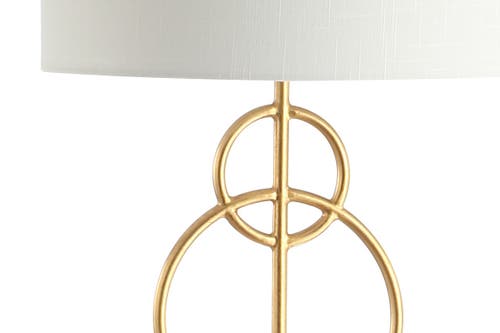 Jonathan Y Haines Modern Circle Marble/metal Led Floor Lamp In Gold Leaf/white