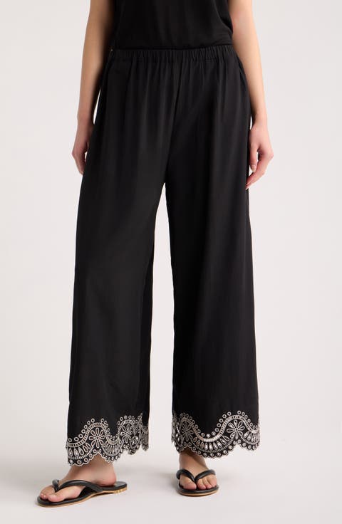 Isaly Embroidered Wide Leg Pants