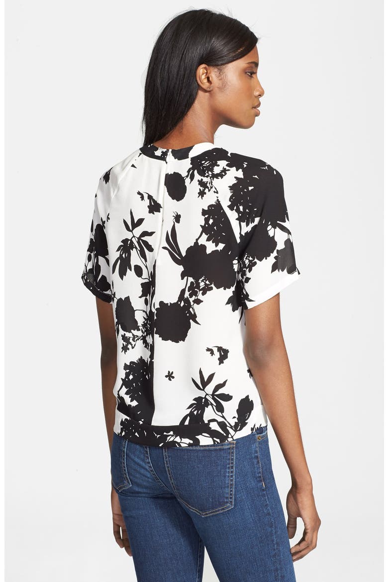 'Clay' Print Silk Top, Alternate, color, BLACK/ IVORY