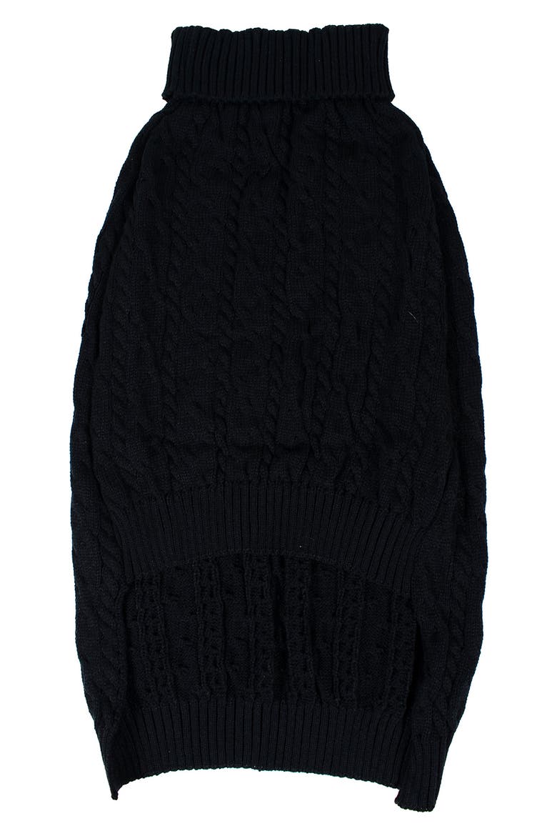 Cable Knit Dog Sweater, Alternate, color, BLACK