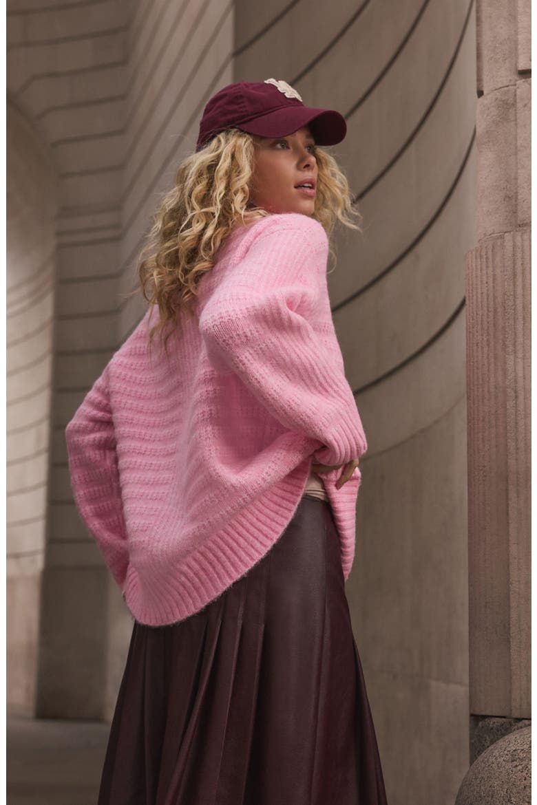 V-Neck Ribbed Sweater, Alternate, color, PINK