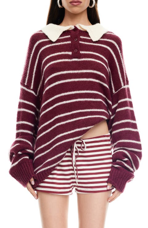 Rising Sun Stripe Polo Sweater