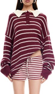 LIONESS Rising Sun Stripe Polo Sweater