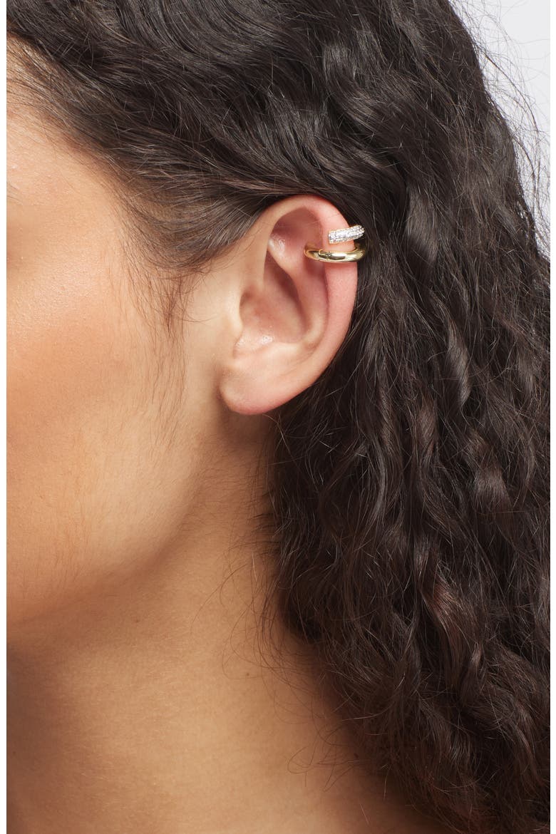 Bree Cubic Zirconia Single Ear Cuff, Alternate, color, GOLD