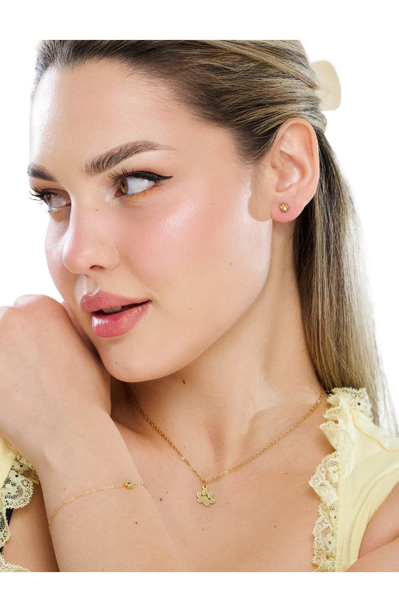 Hollywood Sensation EverPaw Single Paw Print Gold Plated Necklace, Alternate, color, Silver