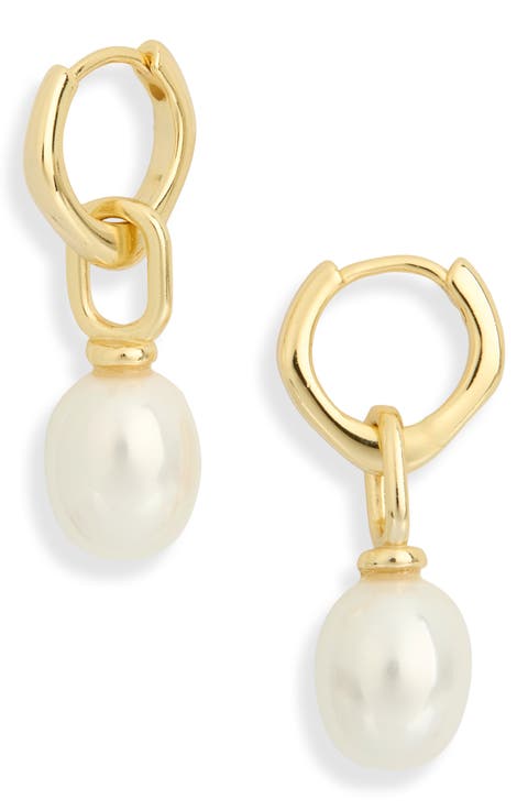 Single Pearl Huggie Hoop Earrings