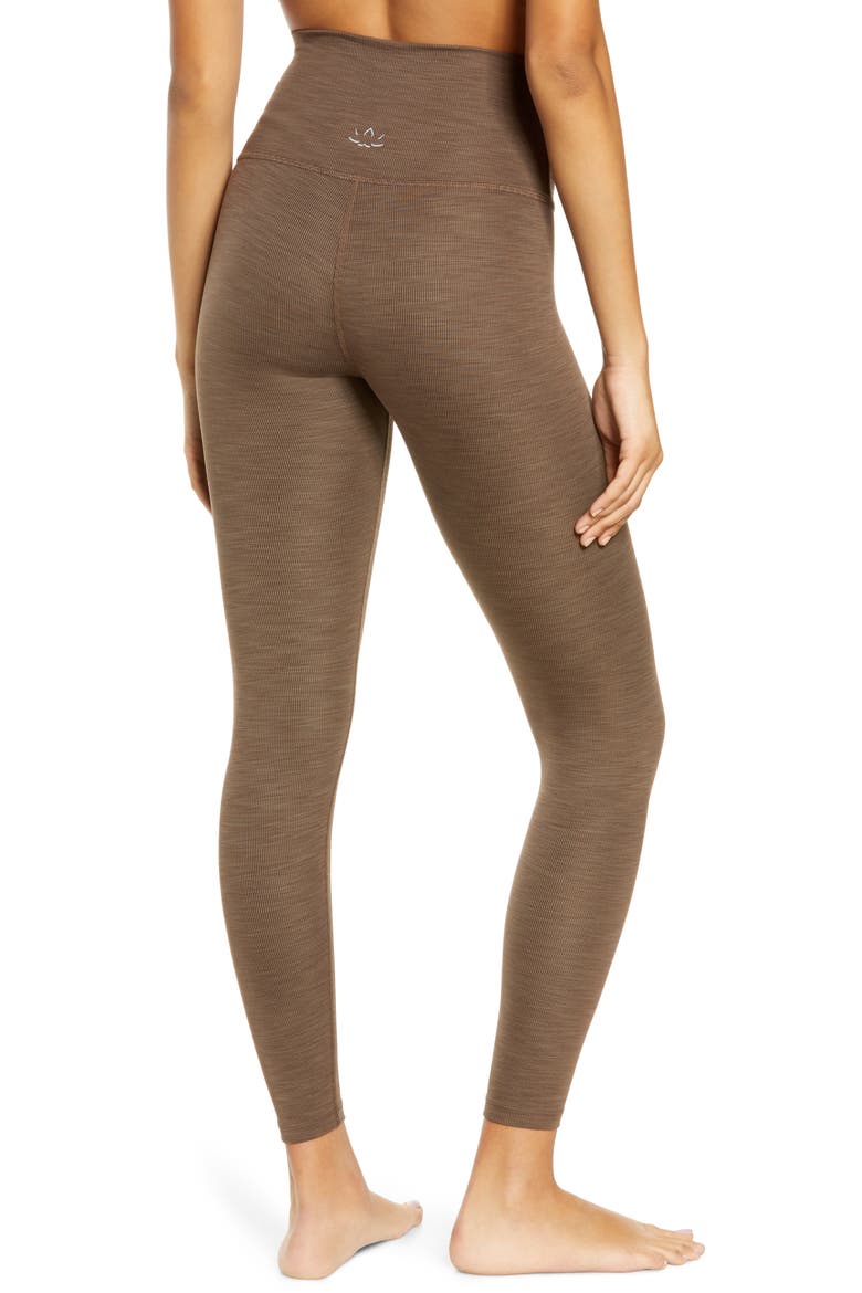 Heather High Waist Rib Leggings, Alternate, color, COCOA BROWN HEATHER