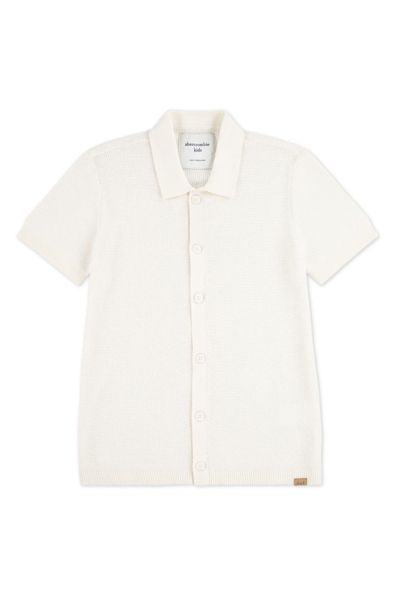 abercrombie kids Kids' Button-Up Swolo Polo Sweater, Main, color, Jet Stream