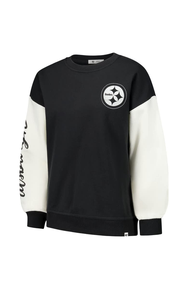 '47 Women's '47  Black Pittsburgh Steelers Double Header Rise Andie Pullover Sweatshirt, Alternate, color, Black