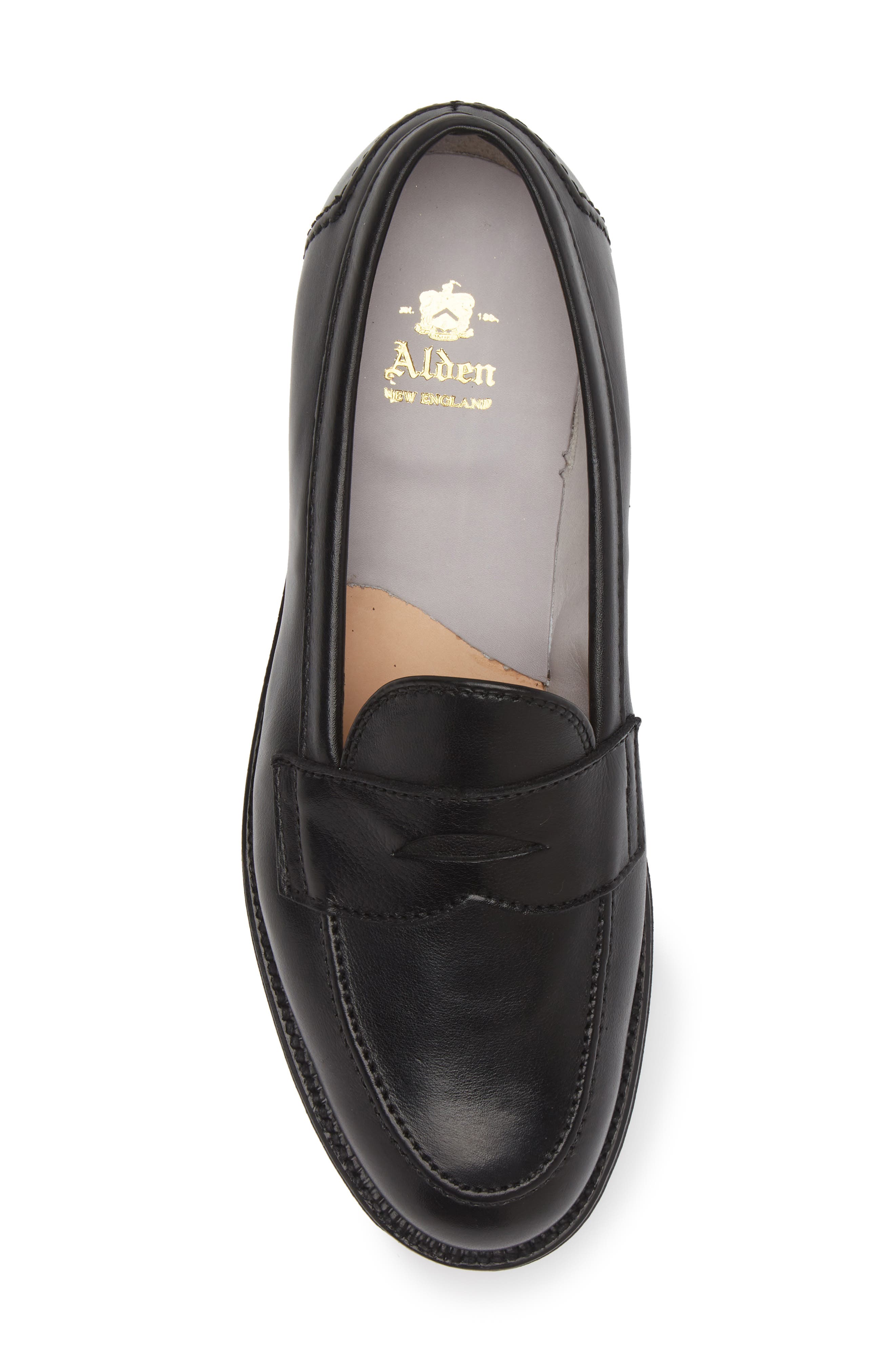 Alden Penny Loafer, Alternate, color, Black Soft Calf