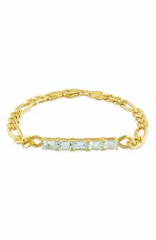 DELMAR Baguette Cut Aquamarine Curb Chain Bracelet