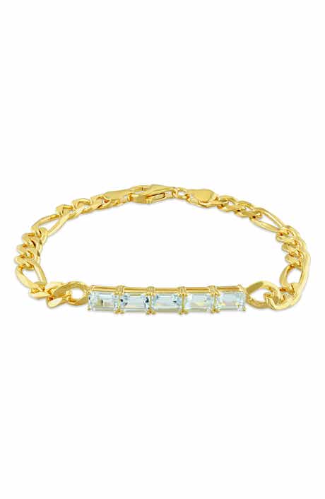 DELMAR Baguette Cut Aquamarine Curb Chain Bracelet