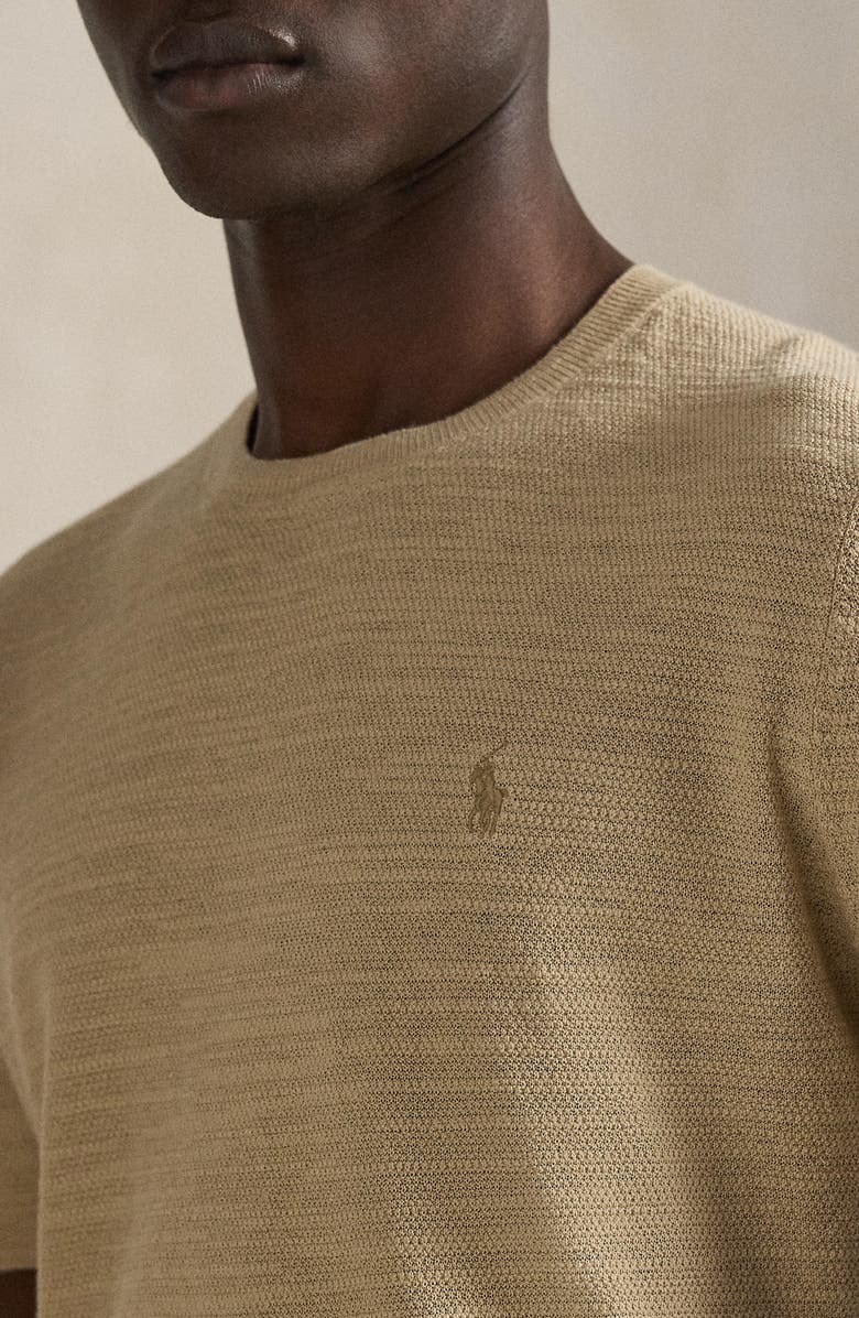 Polo Ralph Lauren Textured Seed Stitch Cotton & Linen Sweater, Alternate, color, Dune Tan