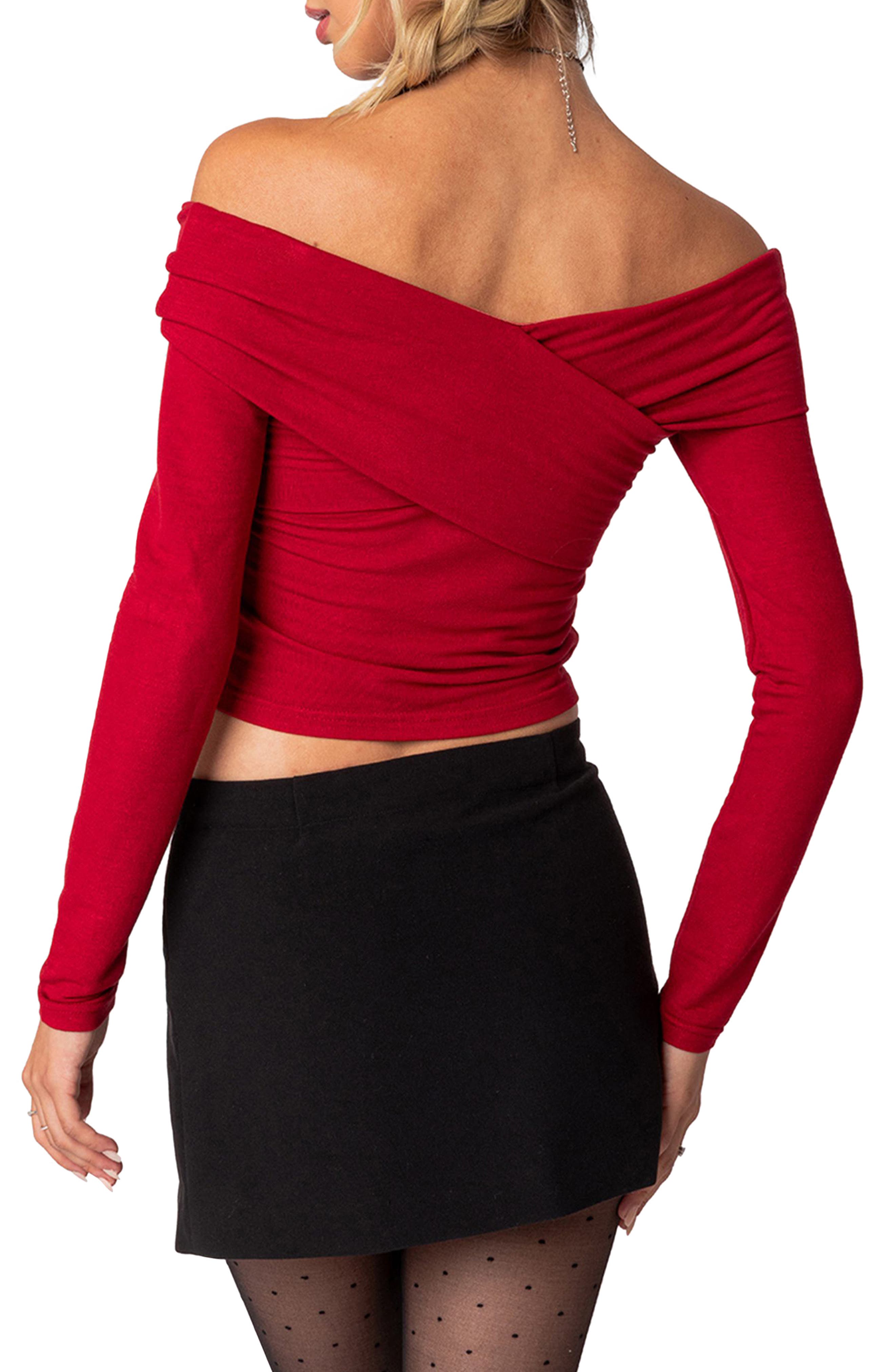 Off the Shoulder Long Sleeve Crop Top - image 2
