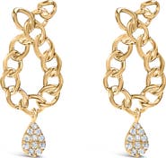 Haus of Brilliance 14K Yellow Gold Plated Silver 1/10 Cttw Diamond Chain Link Teardrop Earrings