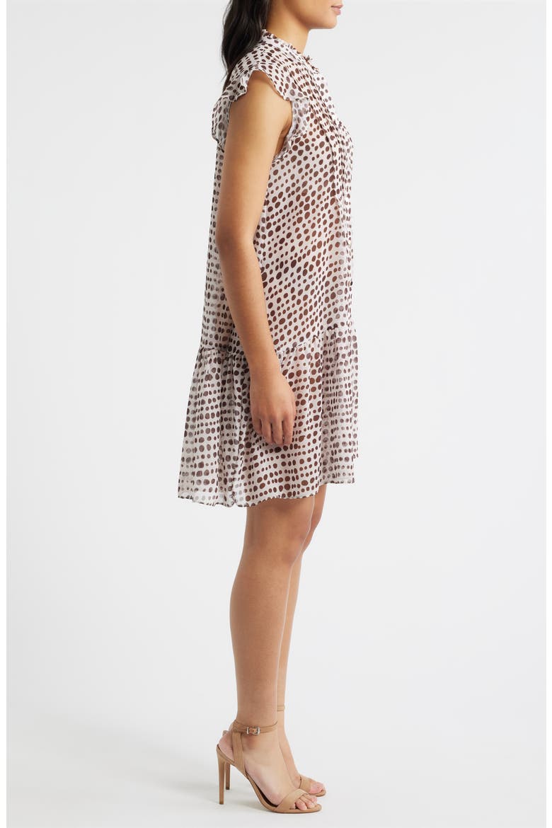 Print Pleated Frill Dress, Alternate, color, CREAM MULTI