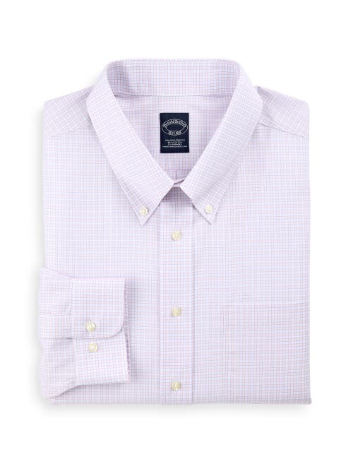 Brooks Brothers Big & Tall Non-iron Grid Patterned Dress Shirt In White