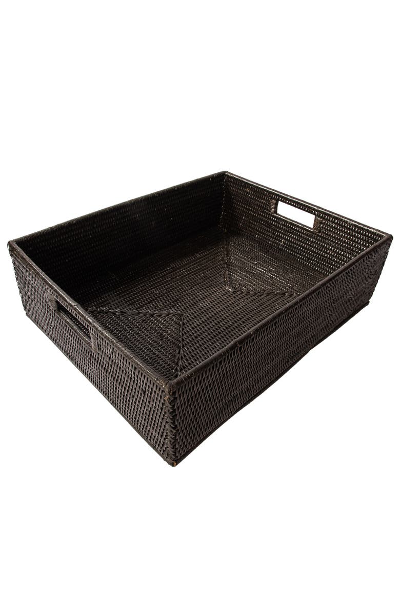 Rectangular Rattan Storage Basket, Main, color, Tudor Black
