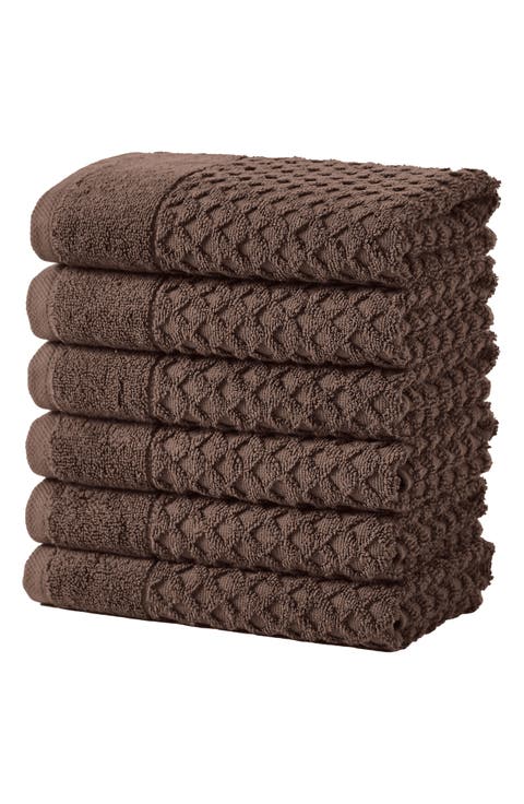 Diamond Waffle Texture 6-Pack Hand Towel Set