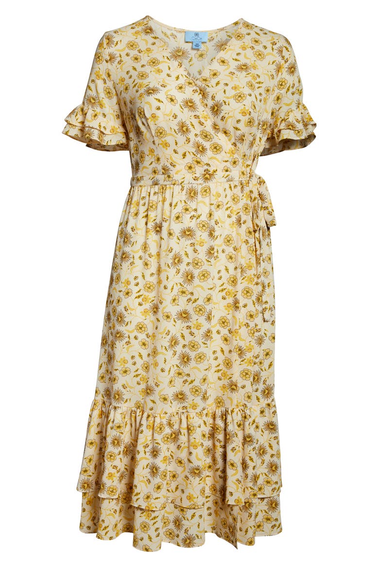 Moroccan Tile Ruffle Midi Dress, Alternate, color, TURMERIC SPICE