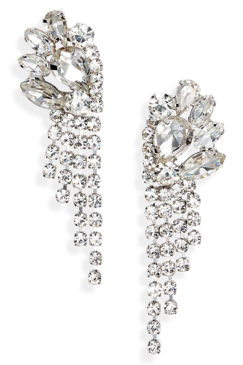Crystal Mini Fringe Drop Earrings, Main, color, CRYSTAL/ RHODIUM