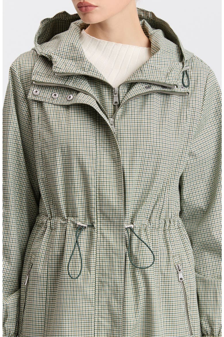 Water Resistant Drawstring Anorak, Alternate, color, OLIVE MINI CHECK