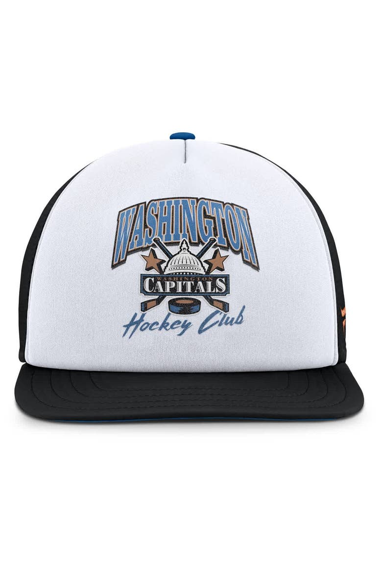 Men's Fanatics White/Black Washington Capitals Decades Collection Foam Front Snapback Hat, Alternate, color, White