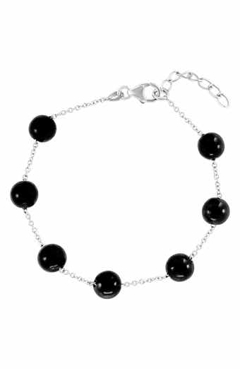 Sterling Silver Onyx Chain Bracelet