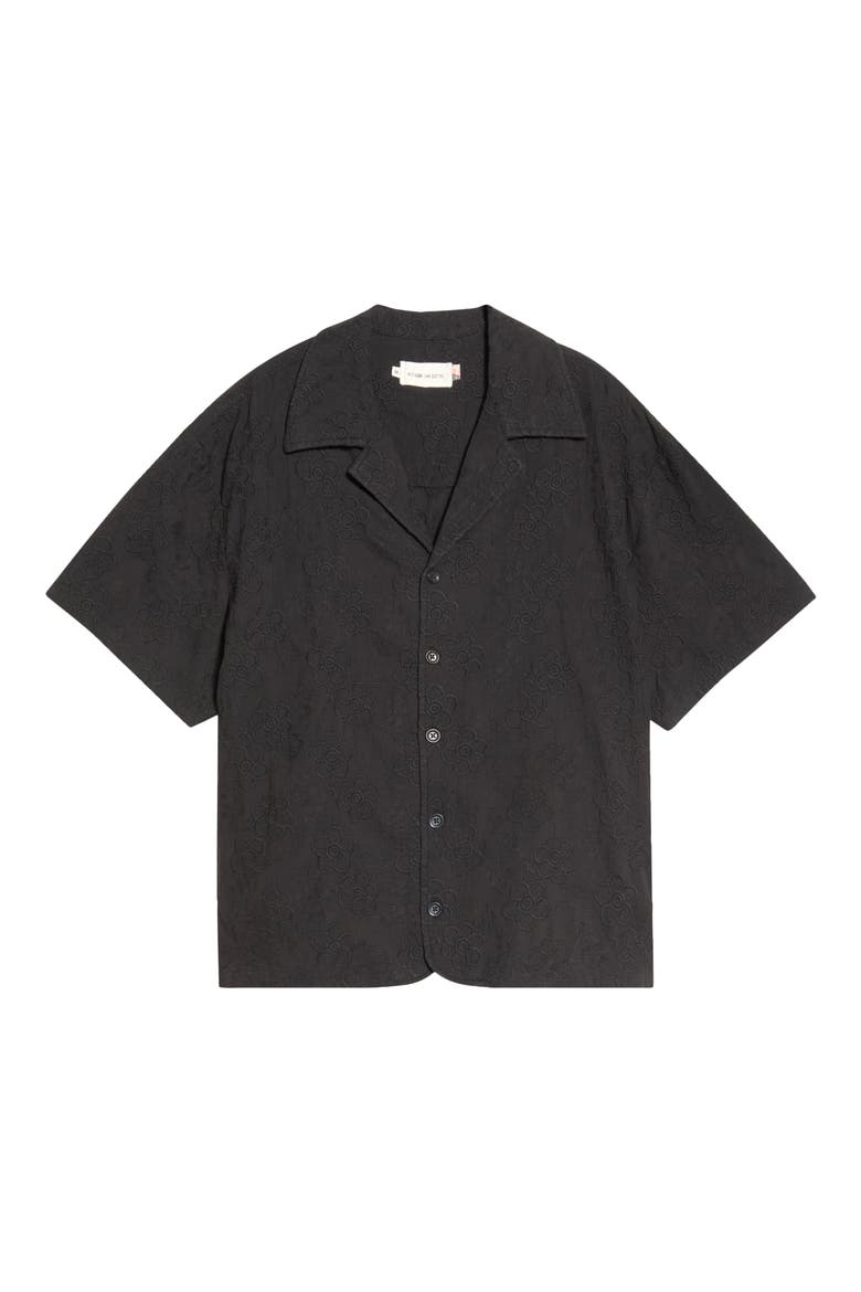 Floral Camp Shirt, Main, color, BLACK