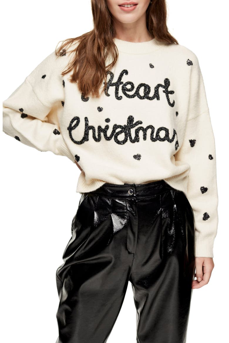 I Heart Christmas Sweater, Main, color, IVORY MULTI