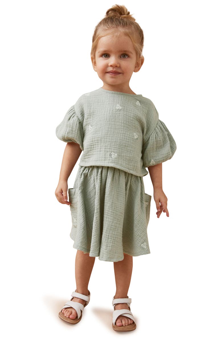NEXT Kids' Double Cloth Puff Sleeve Top & Skirt Set, Alternate, color, 
