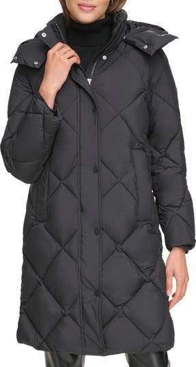 新作セール DKNY Diamond Quilted Coat ダウンジャケット DKNY Diamond Quilted Hooded Puffer Jacket | Nordstromrack